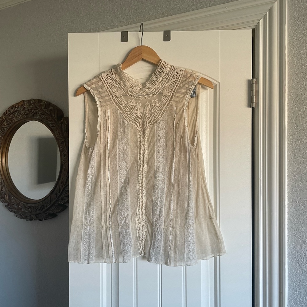 Lace top, size medium, boho style, sheer